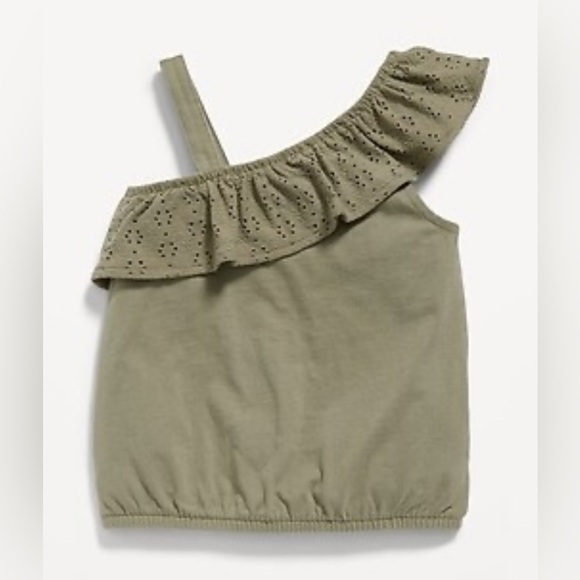 Old Navy Matching Set in Forest Green One Shoulder Eyelet Trim Top Size 3T - Picture 5 of 5